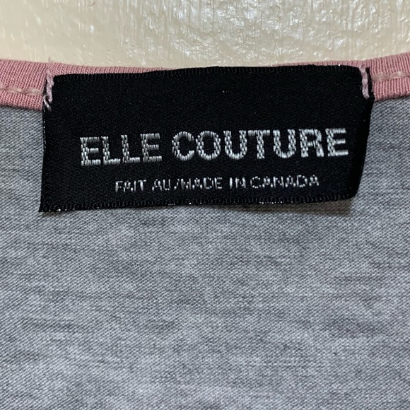 Elle Couture Gray Pink Asymmetrical longsleeves Shirt Blouse Size Small - Picture 5 of 9